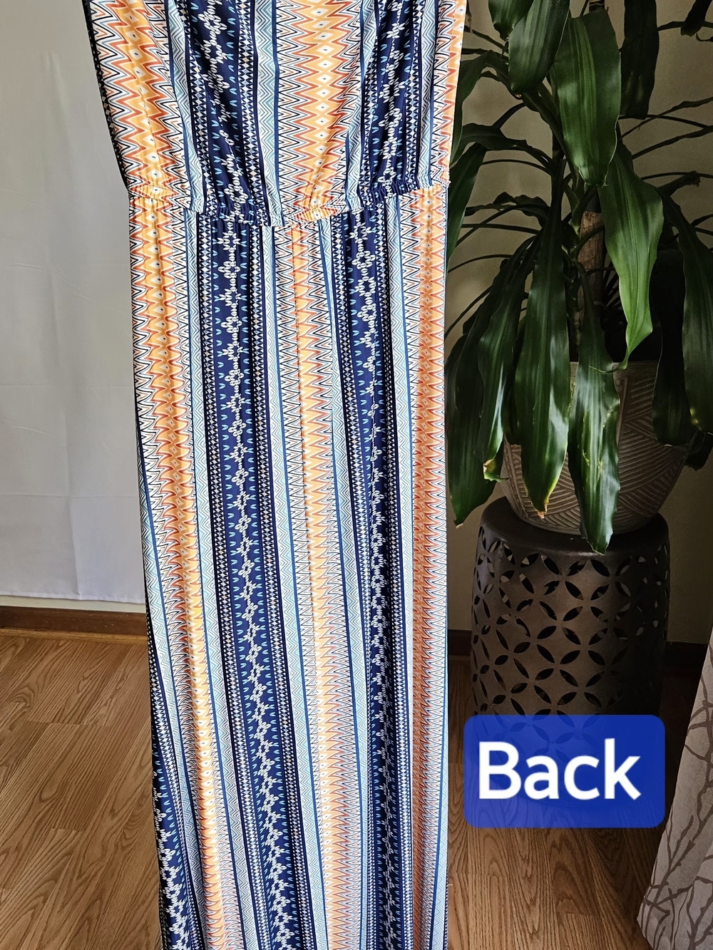 ANEL Woman’s Fashion Geometric Tribal Print Strapless Maxi Dress - Size L - Picture 8 of 15